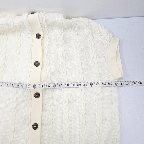 Simple By Suzanne Betro Womens Cable Knit Cardigan Medium Ivory Oversized Hoodie - Picture 13 of 16